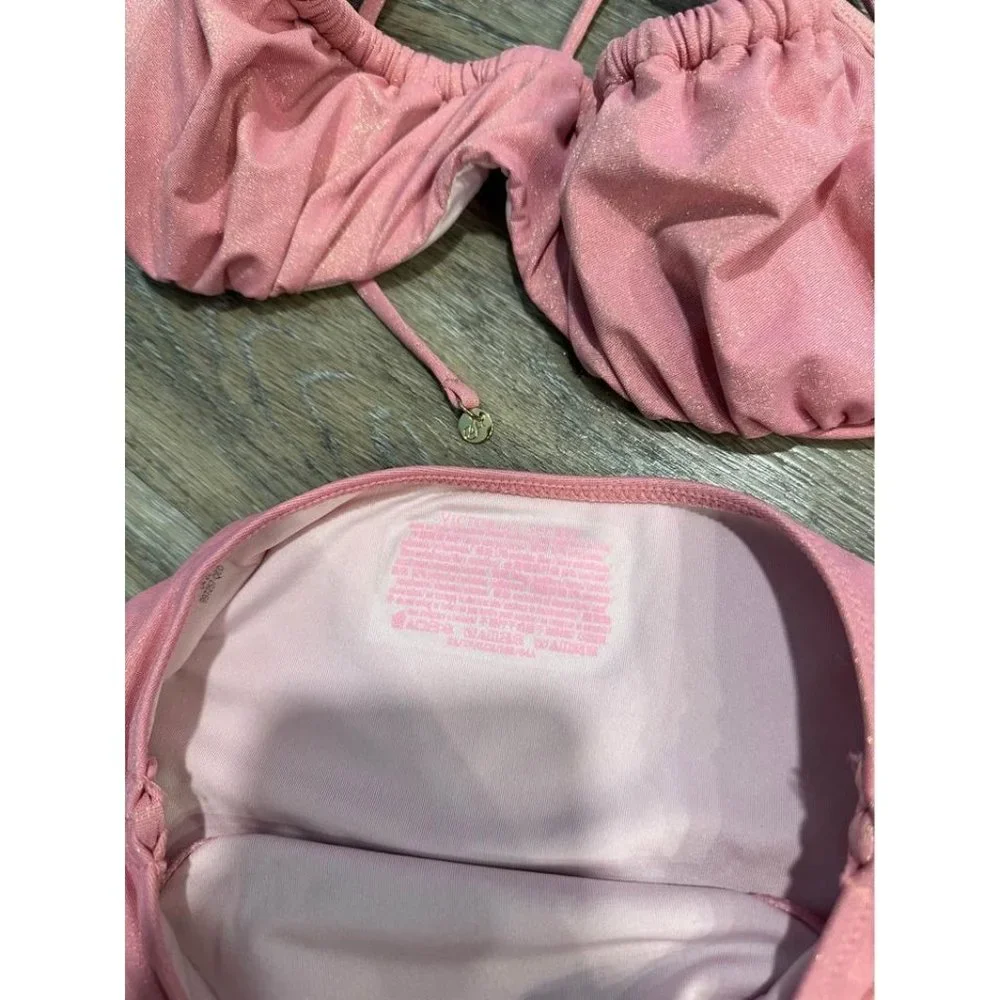 Victoria’s Secret Ruched Wicked Sparkly Bikini Top + Matching High-Waisted Botto